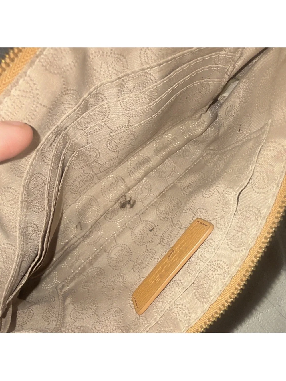 Michael Kors Camel Leather Wristlet Clutch with Front Zip